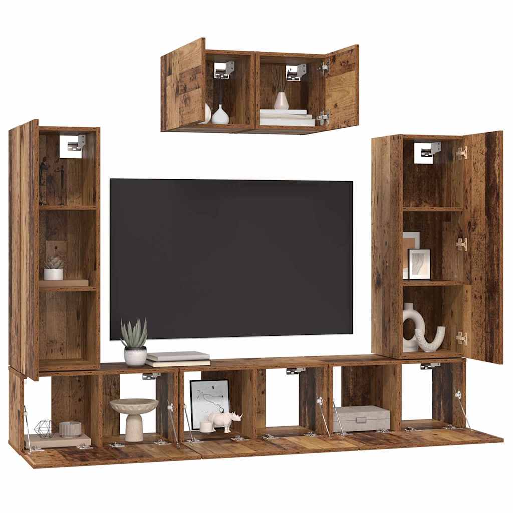 Tv-Meubelset 7 Pcs 180 X 30 X 120 Cm Bewerkt Hout