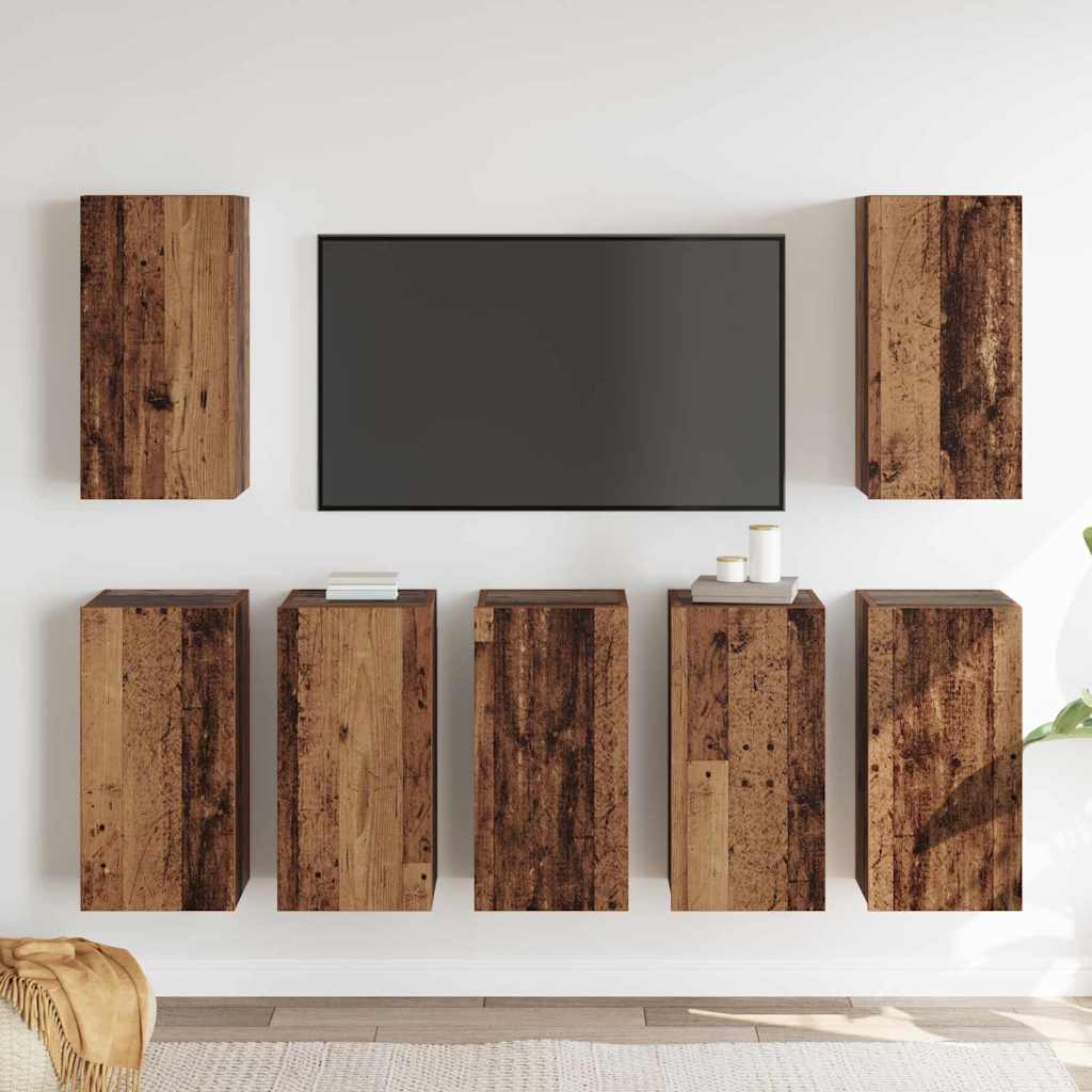 Tv-Meubelset 7 Pcs 30.5 X 30 X 60 Cm Bewerkt Hout