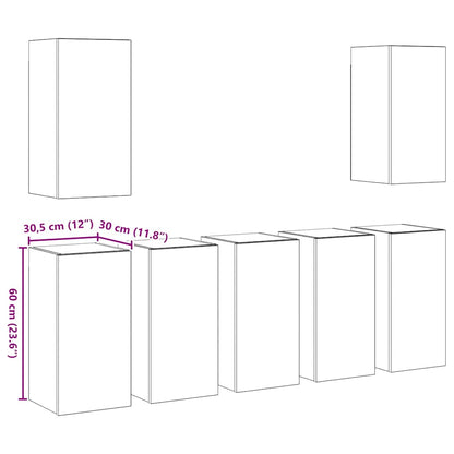 Tv-Meubelset 7 Pcs 30.5 X 30 X 60 Cm Bewerkt Hout
