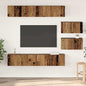 Tv-Kast Set Wandgemonteerd 6 Pcs Medium Bewerkt Hout