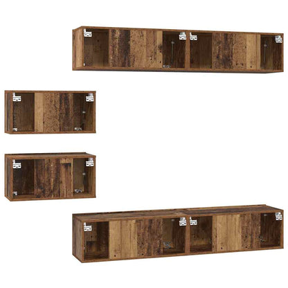 Tv-Kast Set Wandgemonteerd 6 Pcs Medium Bewerkt Hout
