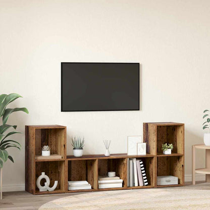 Tv-Kast 3 Pcs Bruin 107 X 35 X 37 Cm Bewerkt Hout