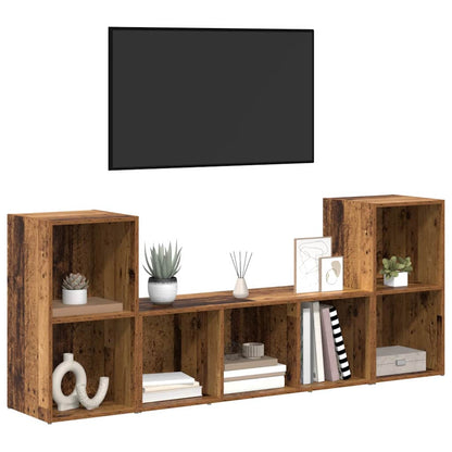 Tv-Kast 3 Pcs Bruin 107 X 35 X 37 Cm Bewerkt Hout
