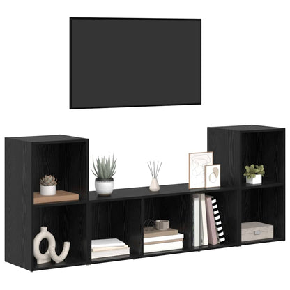 Tv-Kast 3 Pcs Zwart 107 X 35 X 37 Cm Bewerkt Hout