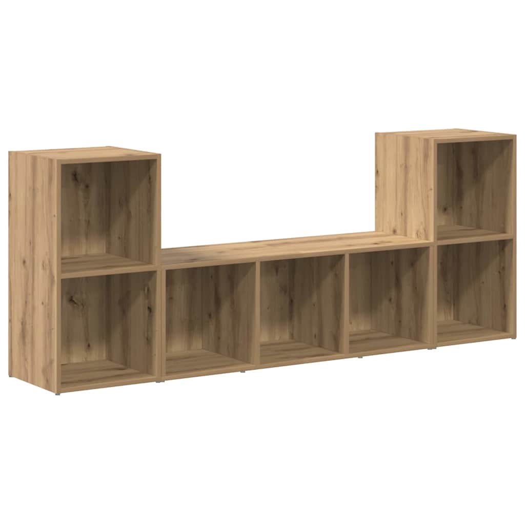 Tv-Kast 3 Pcs Bruin 107 X 35 X 37 Cm Bewerkt Hout