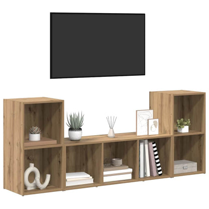 Tv-Kast 3 Pcs Bruin 107 X 35 X 37 Cm Bewerkt Hout