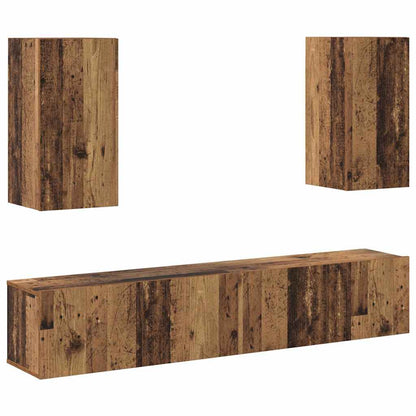 Tv-Meubelset 4 Pcs 160 X 30 X 30 Cm Bewerkt Hout