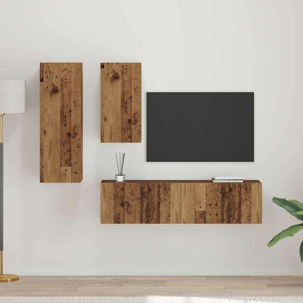 Tv-Meubelset 4 Pcs 30.5 X 30 X 90 Cm Bewerkt Hout