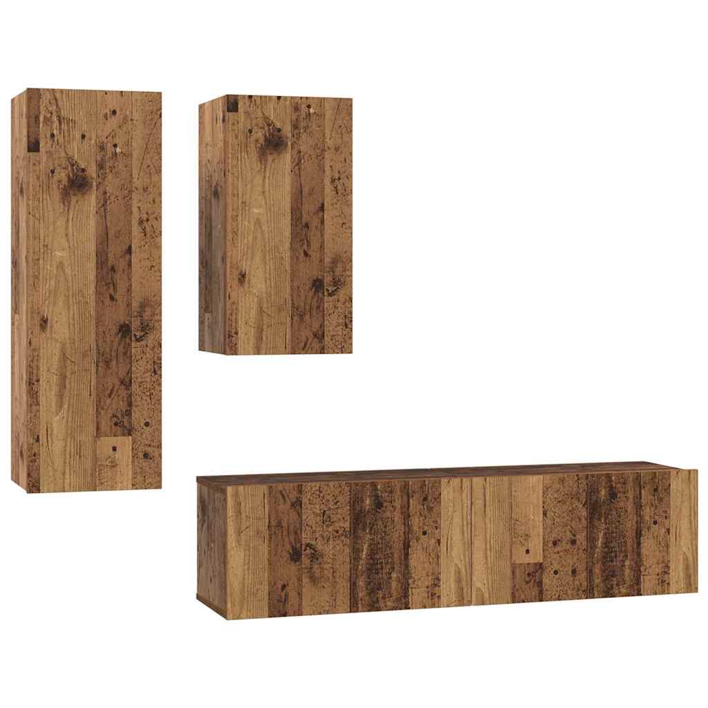 Tv-Meubelset 4 Pcs 30.5 X 30 X 90 Cm Bewerkt Hout