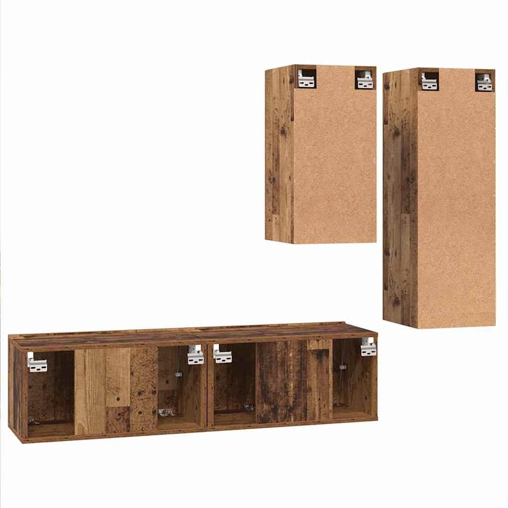 Tv-Meubelset 4 Pcs 30.5 X 30 X 90 Cm Bewerkt Hout