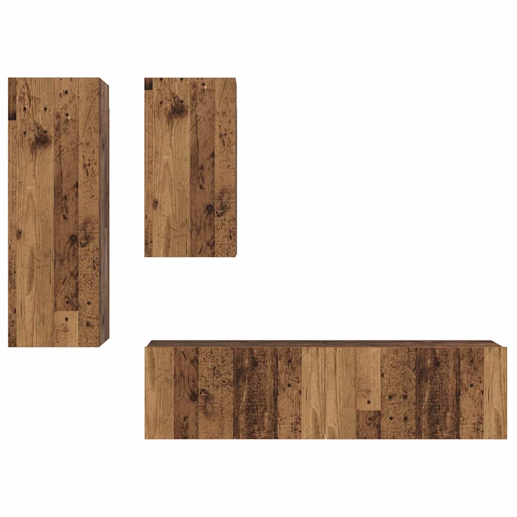 Tv-Meubelset 4 Pcs 30.5 X 30 X 90 Cm Bewerkt Hout