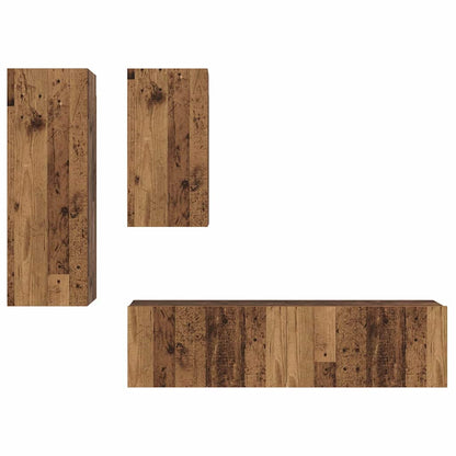 Tv-Meubelset 4 Pcs 30.5 X 30 X 90 Cm Bewerkt Hout