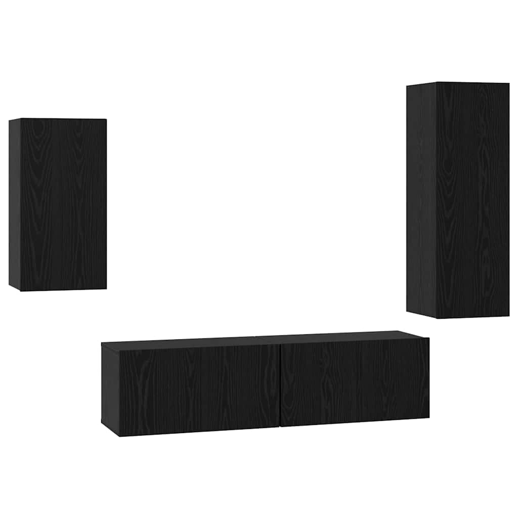 Tv-Meubelset 4 Pcs 30.5 X 30 X 90 Cm Bewerkt Hout
