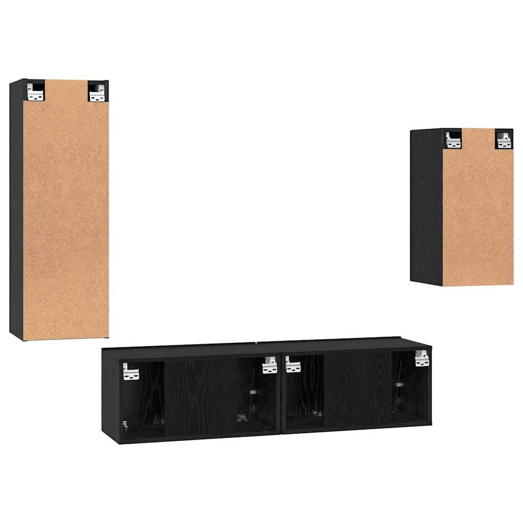 Tv-Meubelset 4 Pcs 30.5 X 30 X 90 Cm Bewerkt Hout