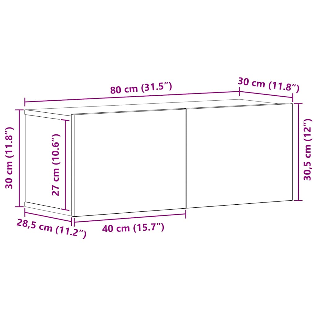 Tv-Meubelset 8 Pcs 80 X 30 X 30 Cm Bewerkt Hout