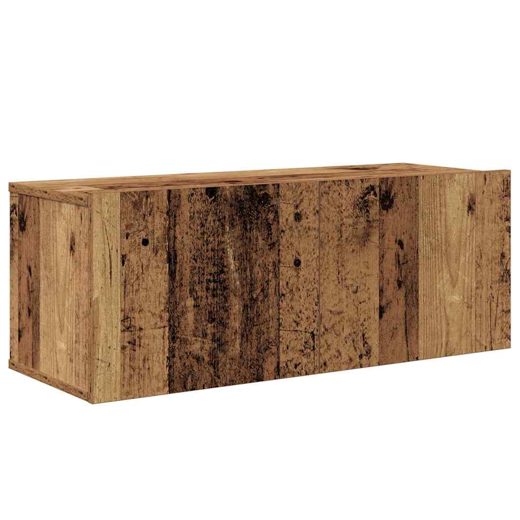 Tv-Kast Set Wandgemonteerd 4 Pcs Bewerkt Hout