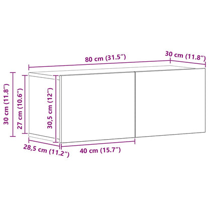 Tv-Kast Set Wandgemonteerd 4 Pcs Bewerkt Hout