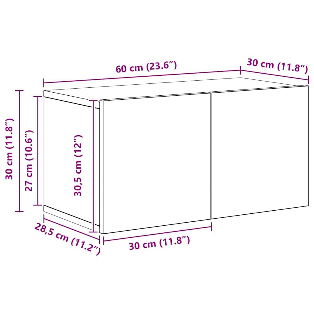 Wand Tv Kast Wandgemonteerd 4 Pcs Bewerkt Hout