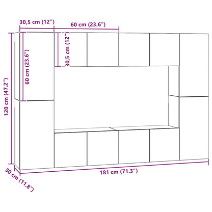 Tv-Meubelset 8 Pcs 60 X 30 X 30 Cm Bewerkt Hout