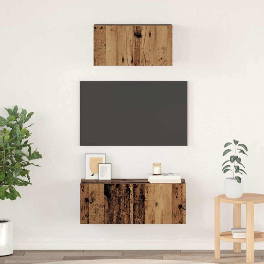 Tv-Meubelset Wandgemonteerd 2 Pcs Bewerkt Hout