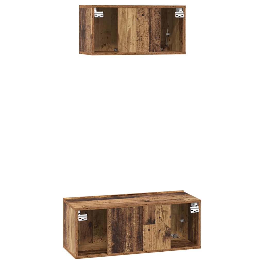 Tv-Meubelset Wandgemonteerd 2 Pcs Bewerkt Hout