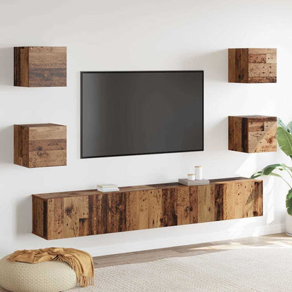 Tv-Kast 6 Pcs Bruin 200 X 30 X 30 Cm Bewerkt Hout