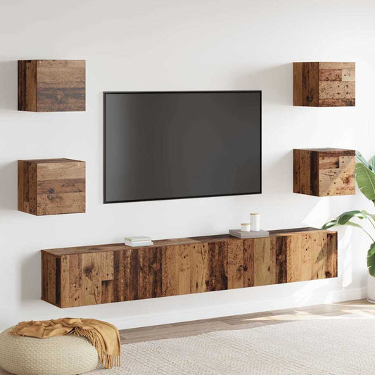 Tv-Kast 6 Pcs Bruin 200 X 30 X 30 Cm Bewerkt Hout