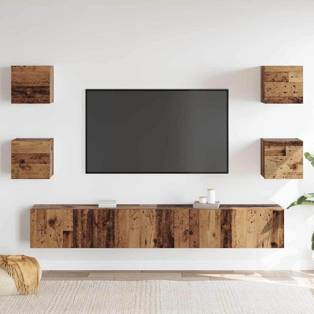 Tv-Kast 6 Pcs Bruin 200 X 30 X 30 Cm Bewerkt Hout