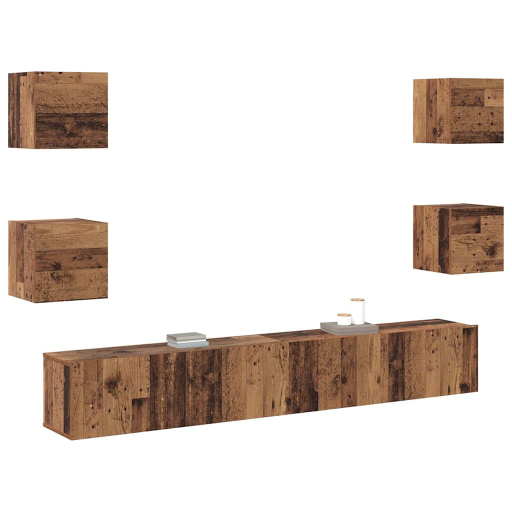 Tv-Kast 6 Pcs Bruin 200 X 30 X 30 Cm Bewerkt Hout