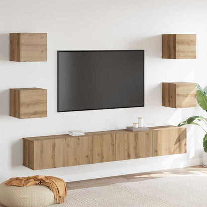 Tv-Kast 6 Pcs Bruin 200 X 30 X 30 Cm Bewerkt Hout