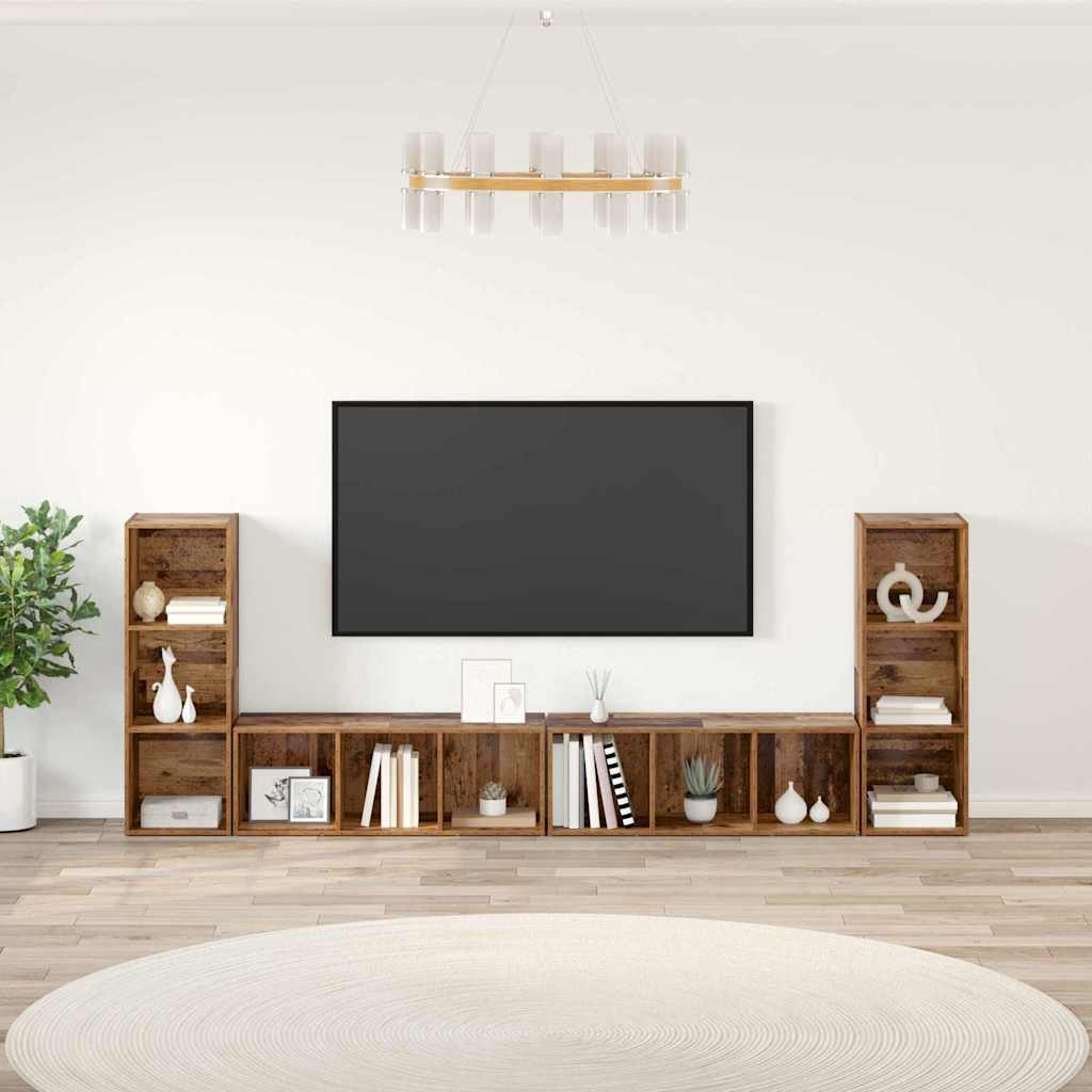 Tv-Kast 4 Pcs 37 X 35 X 107,5 Cm Gelamineerd Hout