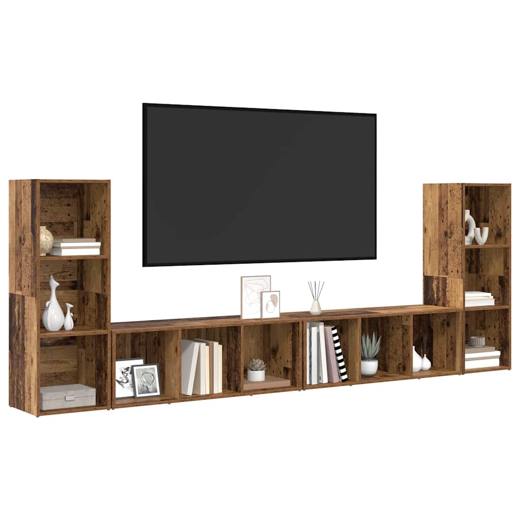 Tv-Kast 4 Pcs 37 X 35 X 107,5 Cm Gelamineerd Hout