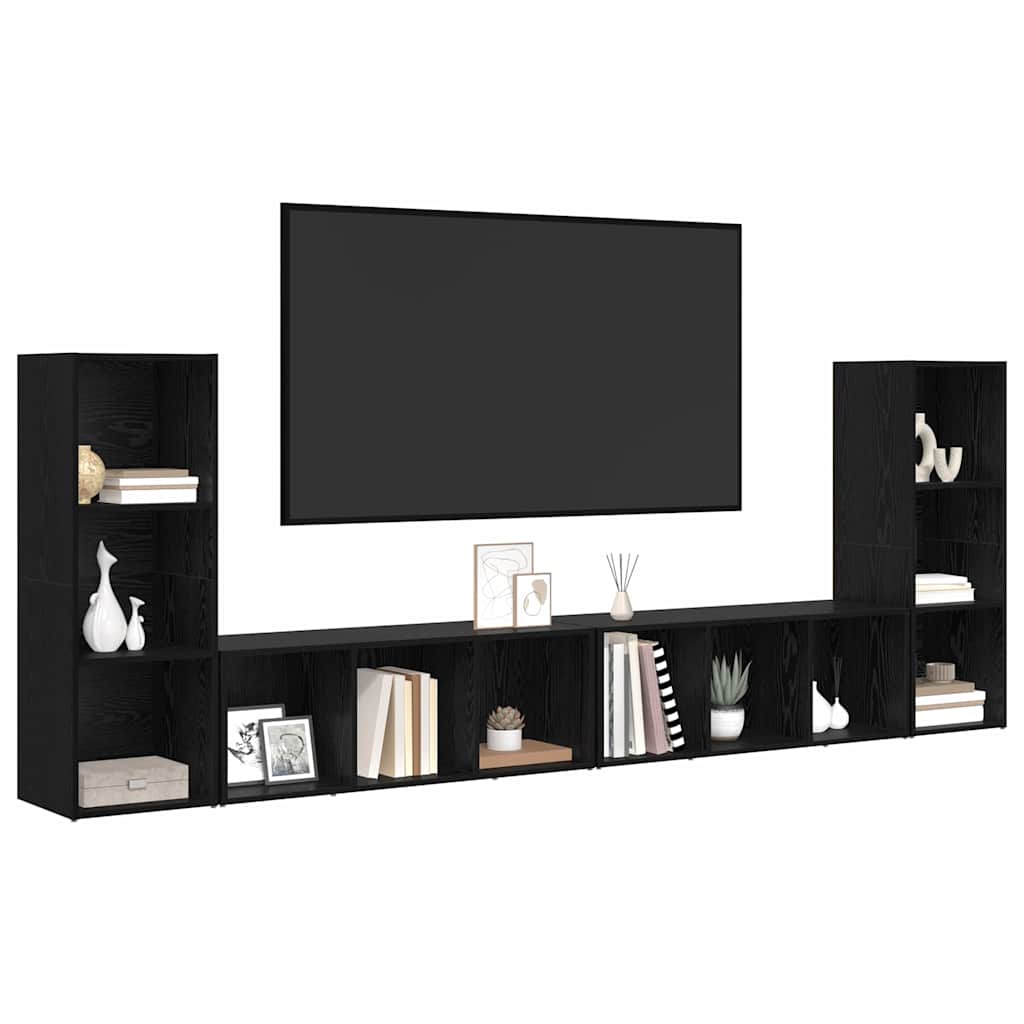 Tv-Kast 4 Pcs 37 X 35 X 107,5 Cm Gelamineerd Hout