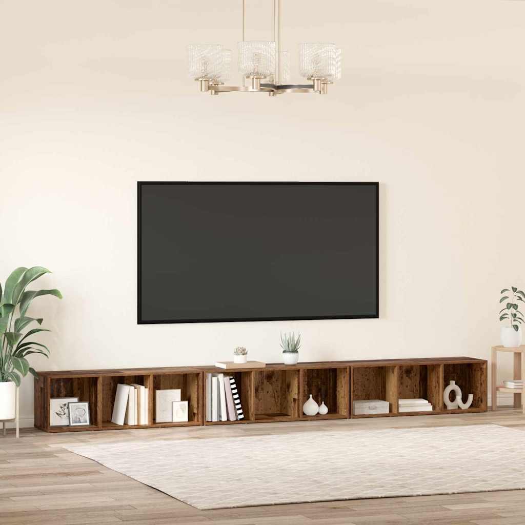 Tv-Kast 3 Pcs 37 X 35 X 107,5 Cm Gelamineerd Hout