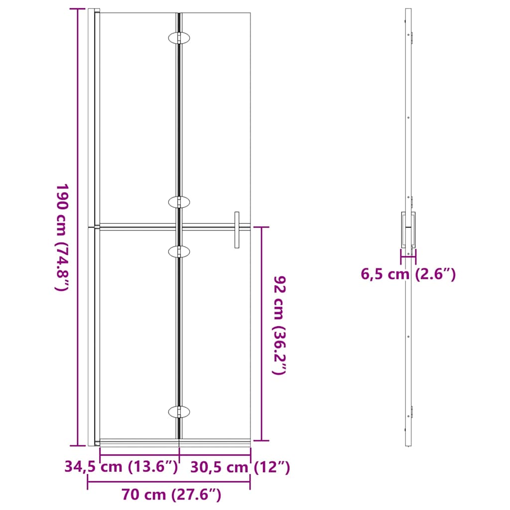 Inloop Douche Wand Zwart En Donkertransparant