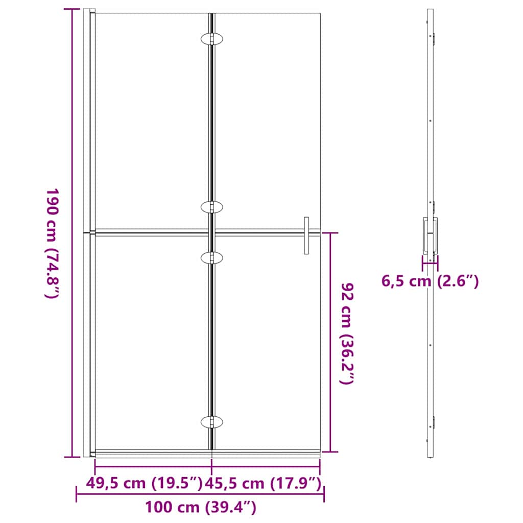 Inloop Douche Wand Zwart En Donkertransparant