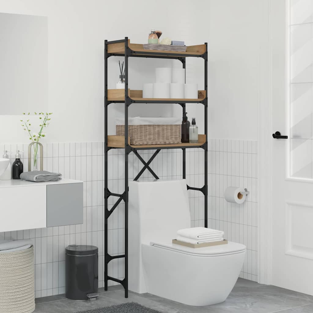 Wasmachinerek 67X25X163 Cm Bewerkt Hout Kleurig