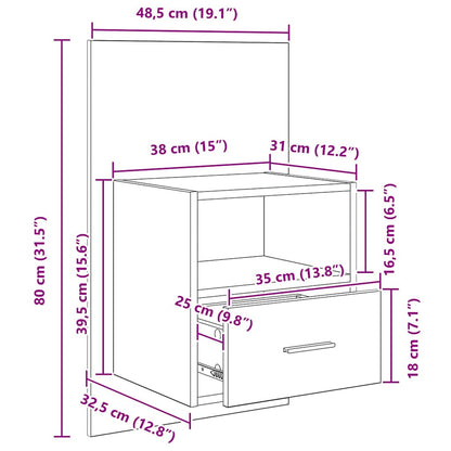 Bedkast 2 Pcs 48.5 X 32.5 X 80 Cm Bewerkt Hout