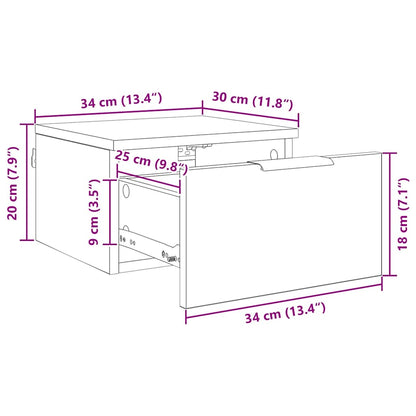 Nachtkastje Met Lade 34 X 30 X 20 Cm Bewerkt Hout