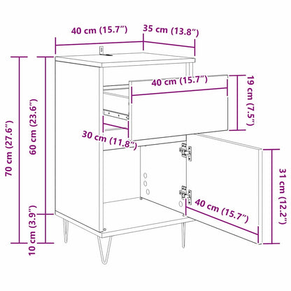 Dressoir Met Lade 35 X 40 X 70 Cm Bewerkt Hout