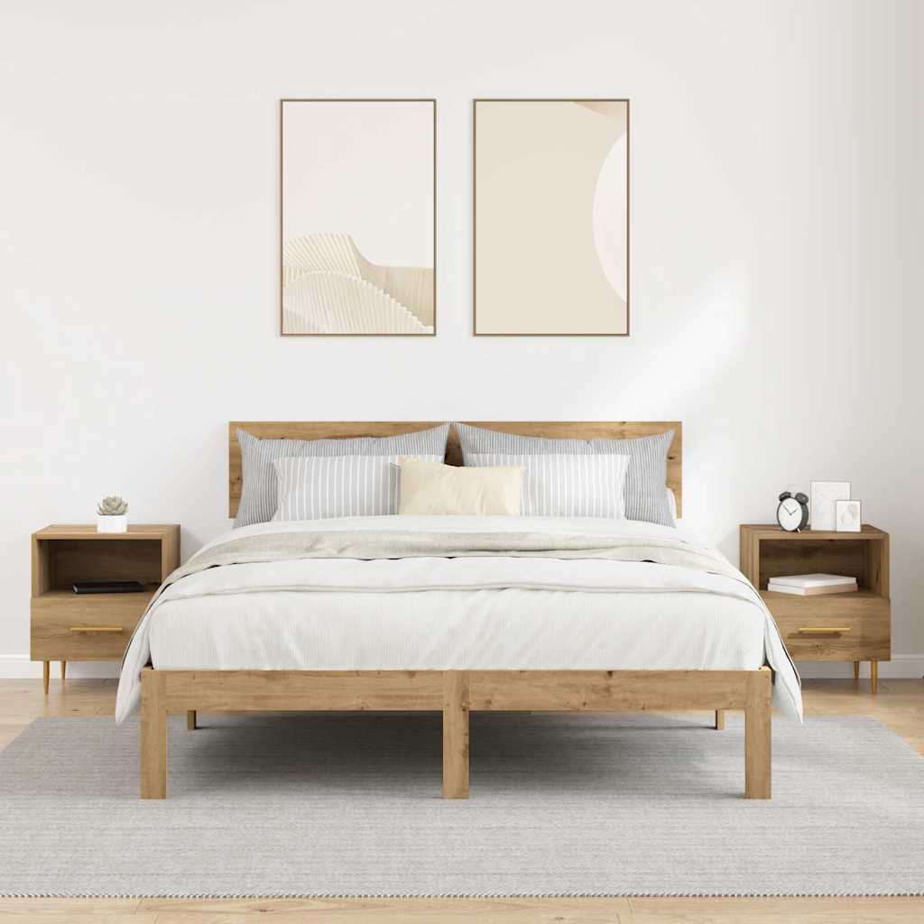 Nachtkastje Met Lade 2 Pcs Bruin 40 X 35 X 47,5 Cm Bewerkt Hout