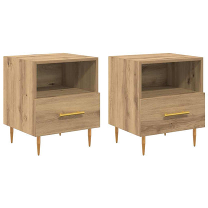Nachtkastje Met Lade 2 Pcs Bruin 40 X 35 X 47,5 Cm Bewerkt Hout