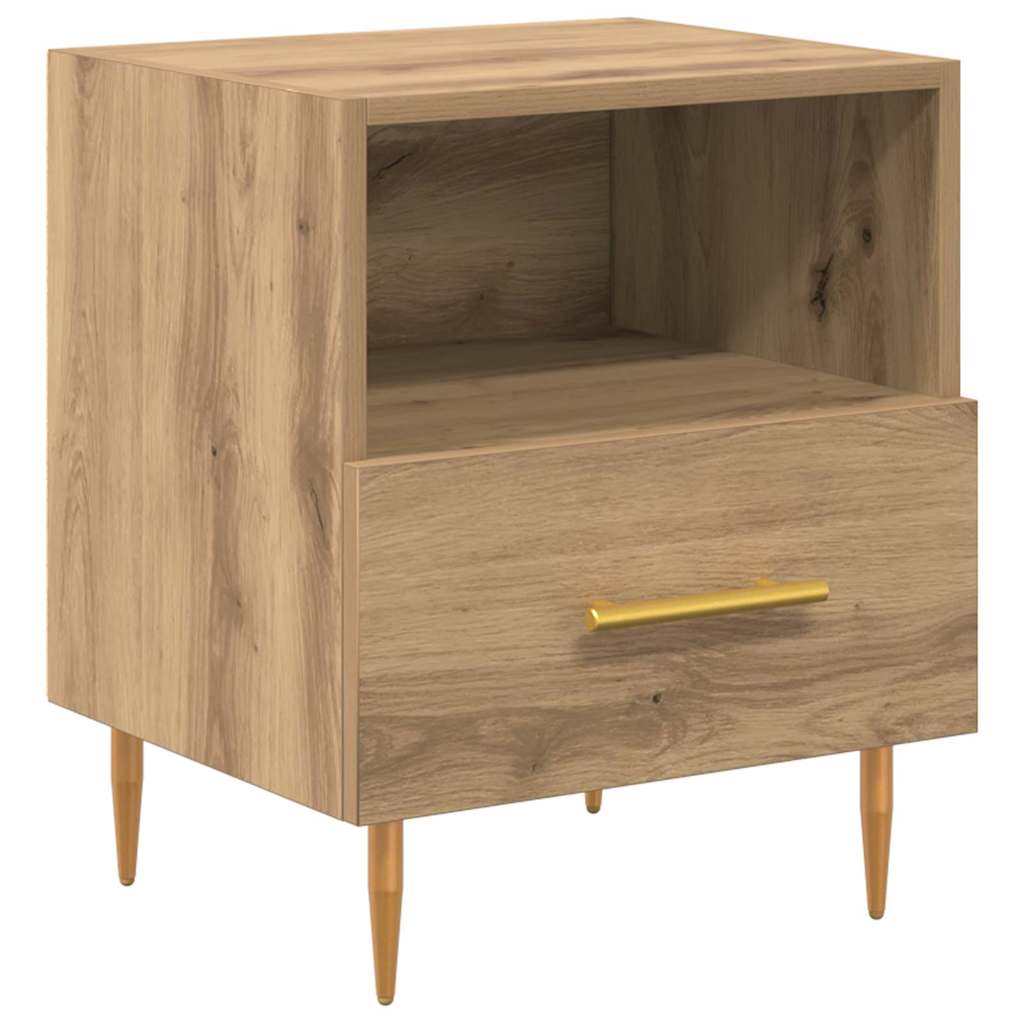 Nachtkastje Met Lade 2 Pcs Bruin 40 X 35 X 47,5 Cm Bewerkt Hout