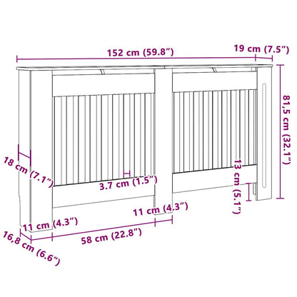 Radiatorafdekking 2 Pcs 152X19X81.5Cm Bewerkt Hout